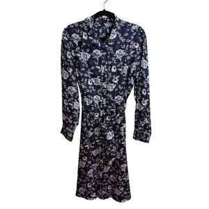 Lauren‎ Ralph Lauren Blue Floral Shirt Dress Midi Cottagecore Romantic Sz 12